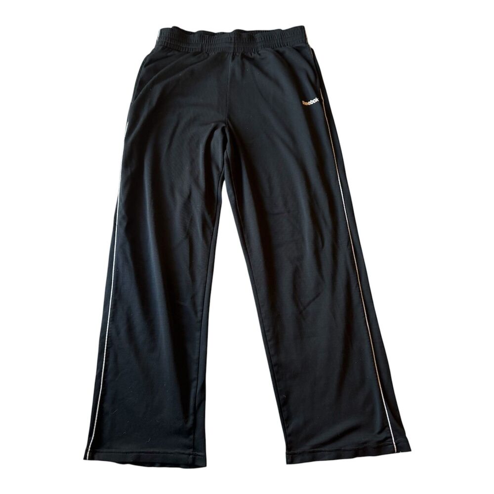Reebok Men's M Black Vintage Track Pants White Piping
